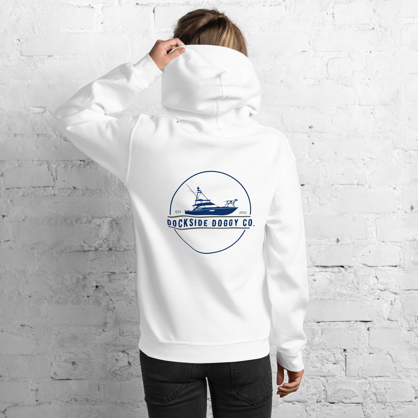 Dockside Doggy White Unisex Hoodie