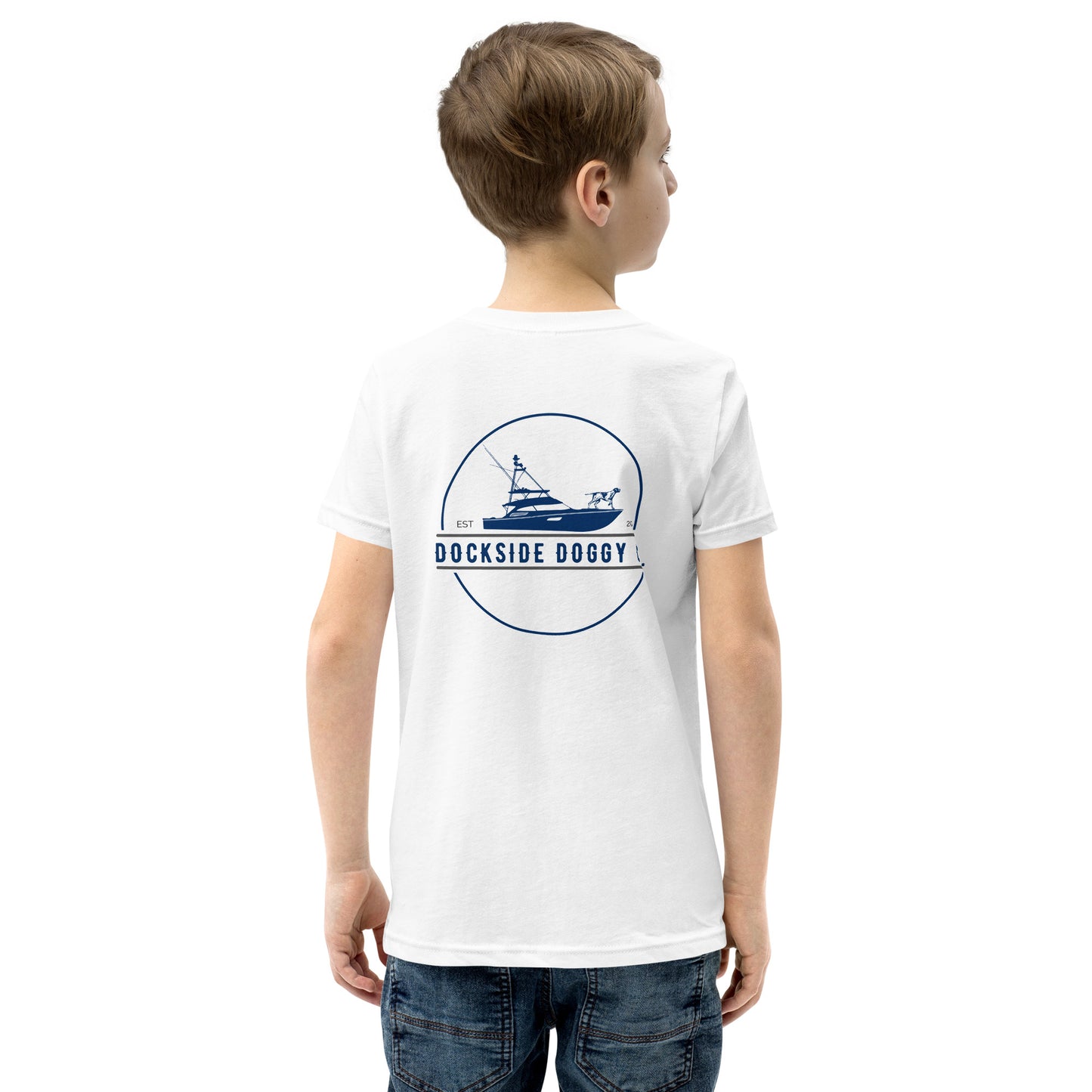 Dockside Doggy White Youth Unisex Short Sleeve T-Shirt