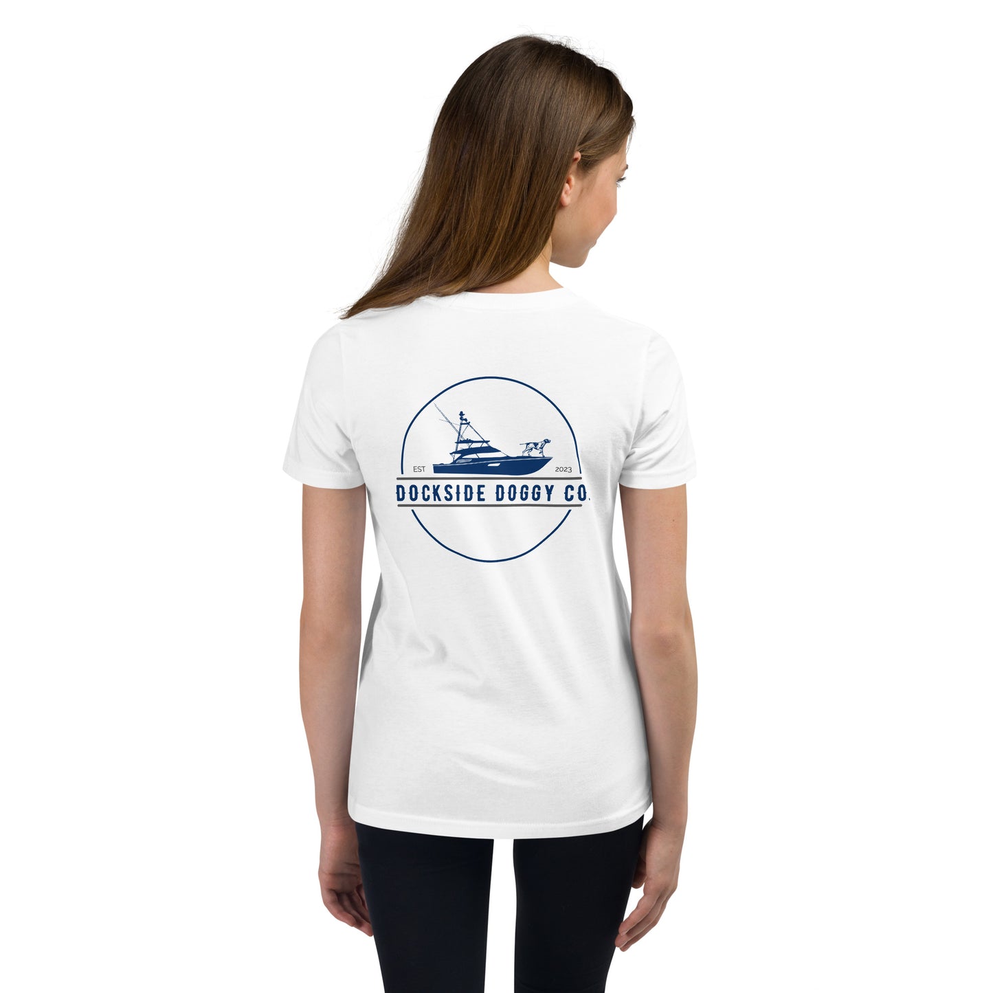 Dockside Doggy White Youth Unisex Short Sleeve T-Shirt