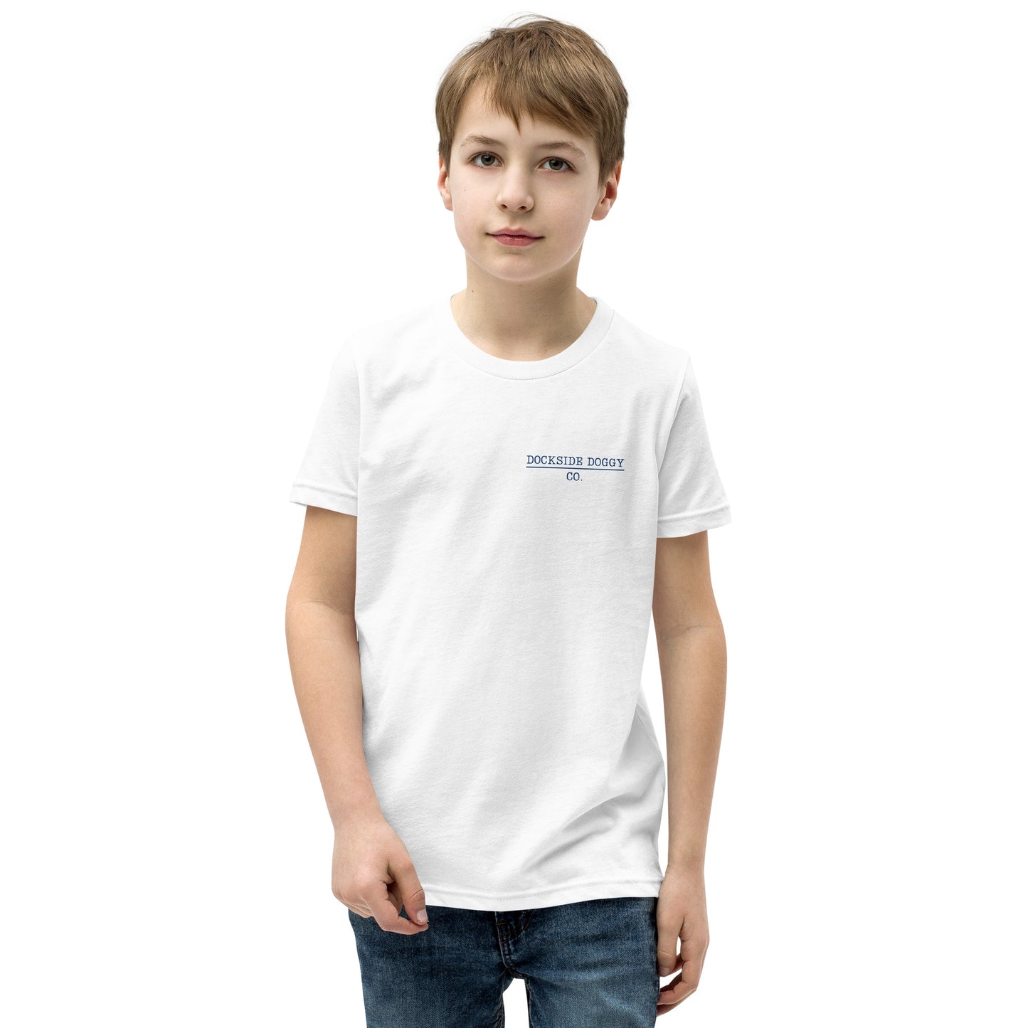 Dockside Doggy White Youth Unisex Short Sleeve T-Shirt